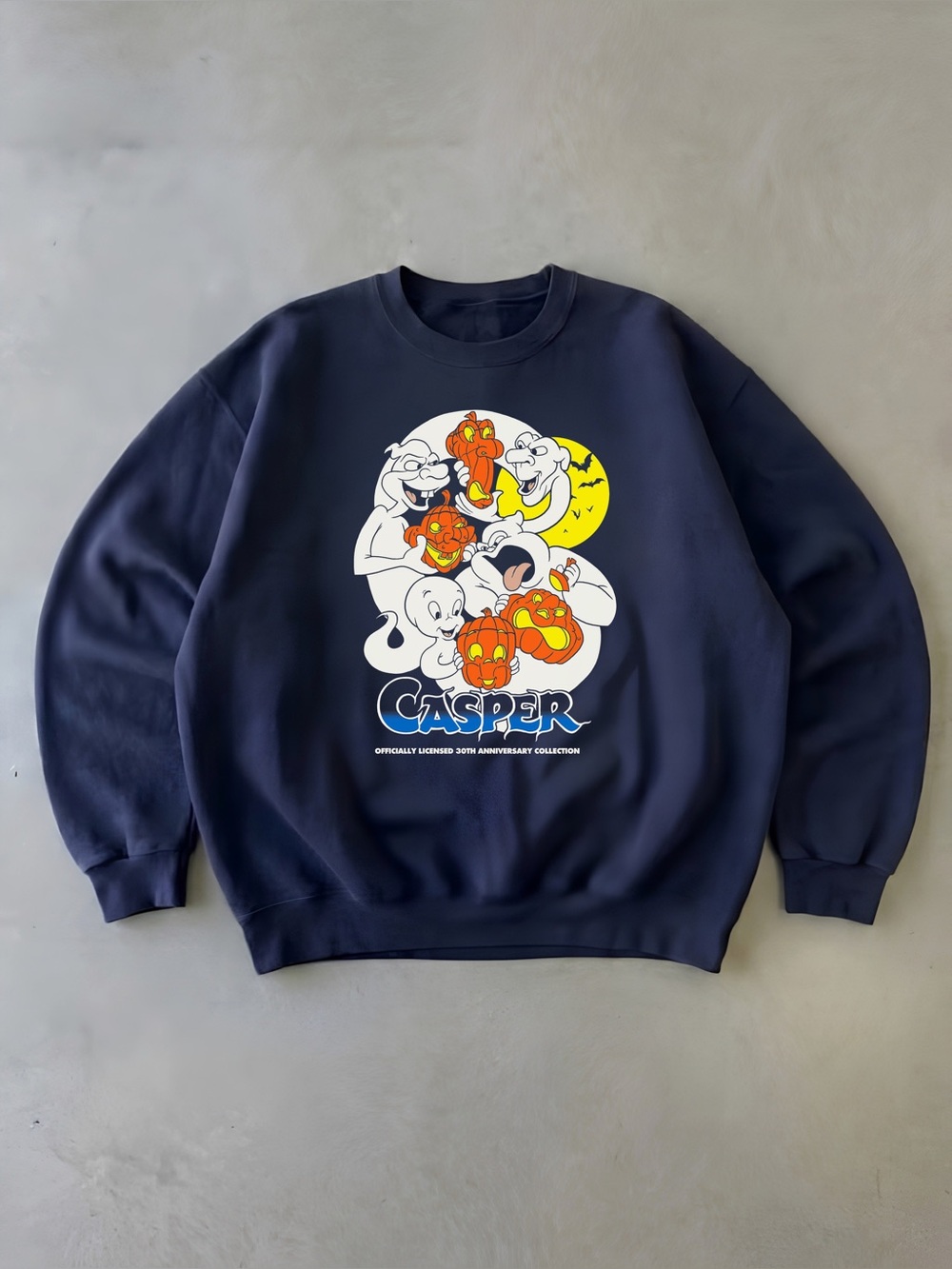Nice Casper 95 Halloween Party Navy Graphic Crewneck Sweatshirt